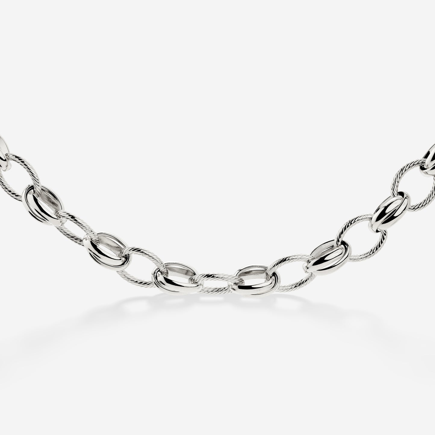 Chunky Twisted Links Necklace Silver
