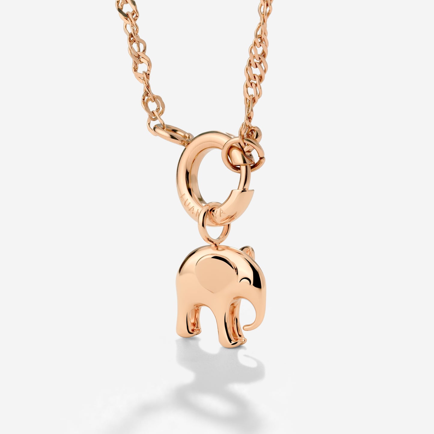Elephant Singapore Chain Necklace Set Rose Gold