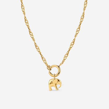 Elephant Singapore Chain Necklace Set Gold