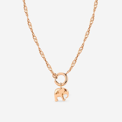 Elephant Singapore Chain Necklace Set Rose Gold