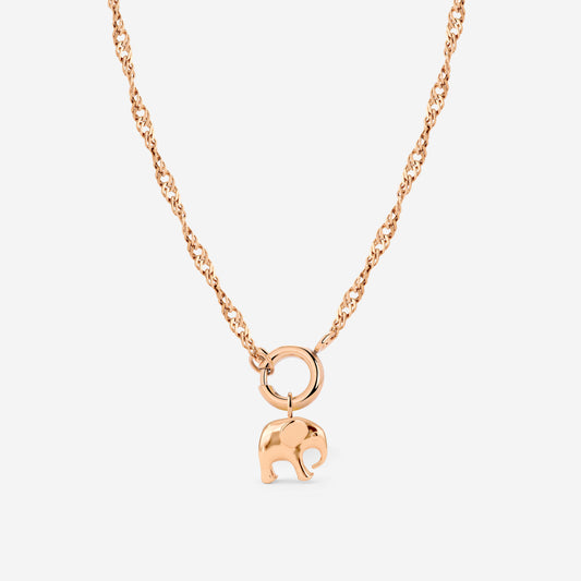 Elephant Singapore Chain Necklace Set Rose Gold
