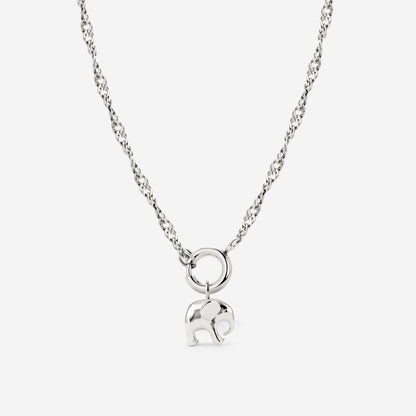 Elephant Singapore Chain Necklace Set Silver