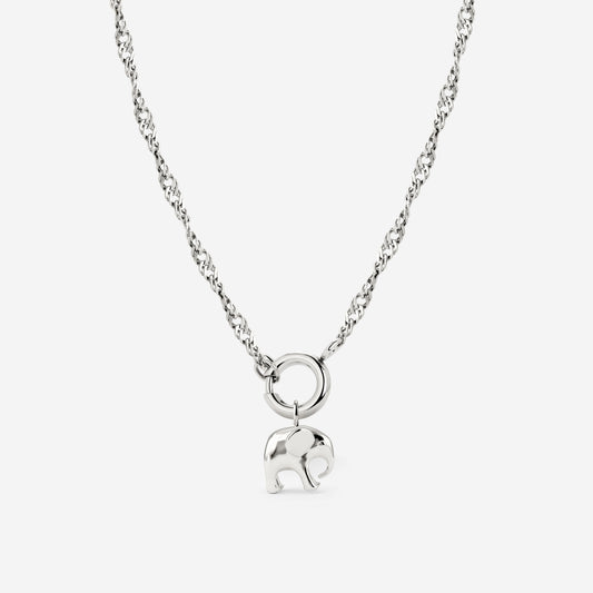 Elephant Singapore Chain Necklace Set Silver