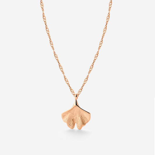 Ginkgo Leaf Necklace Rose Gold