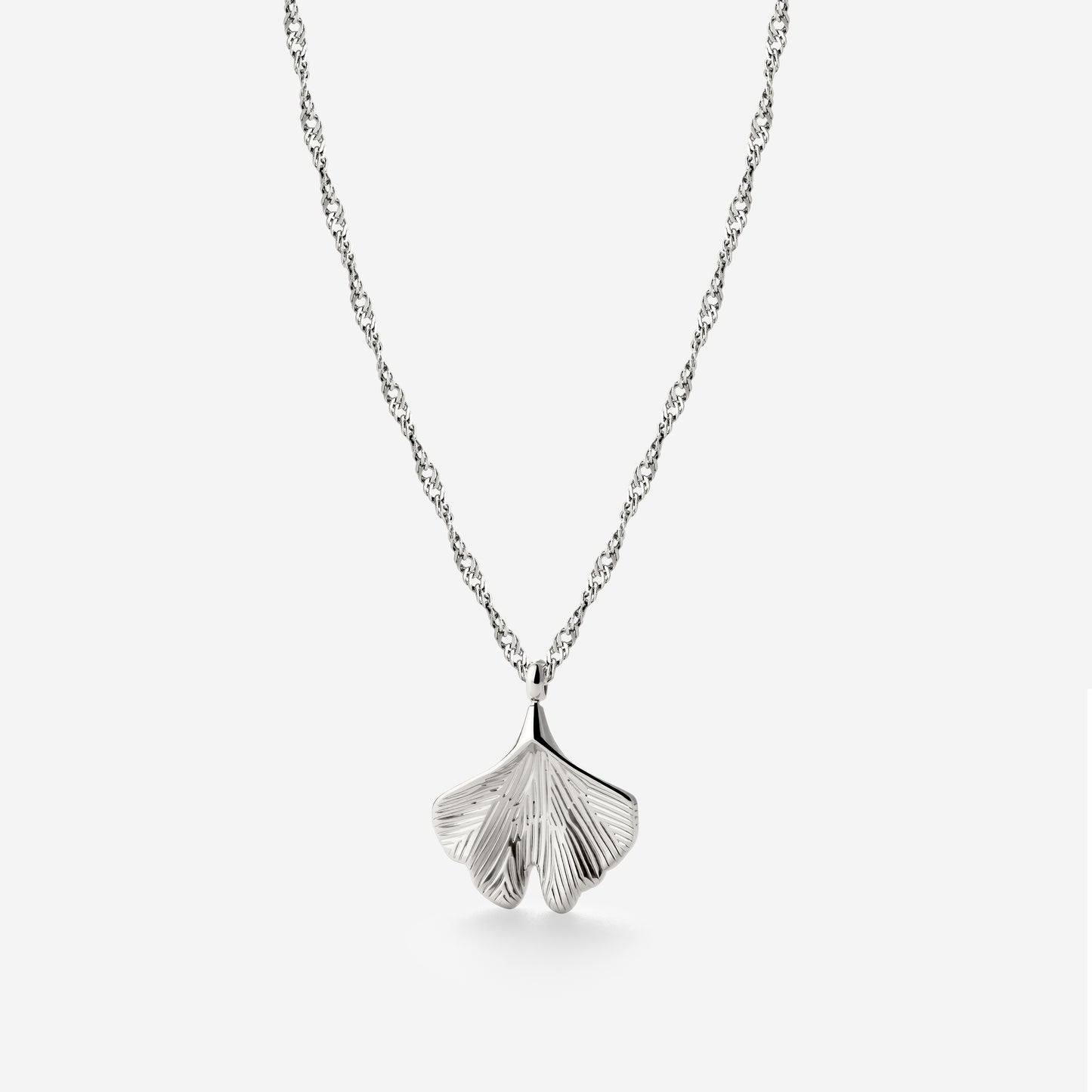 Ginkgo Leaf Necklace Silver