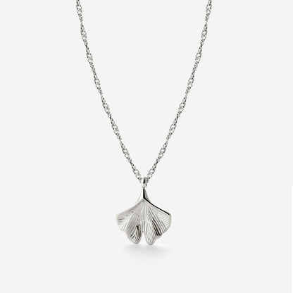 Ginkgo Leaf Necklace Silver