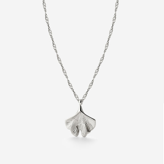 Ginkgo Leaf Necklace Silver