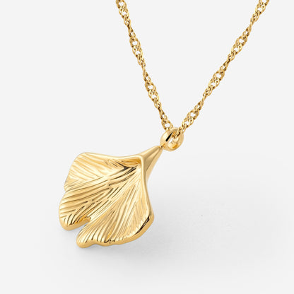 Ginkgo Leaf Necklace Gold