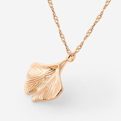 Ginkgo Leaf Necklace Rose Gold