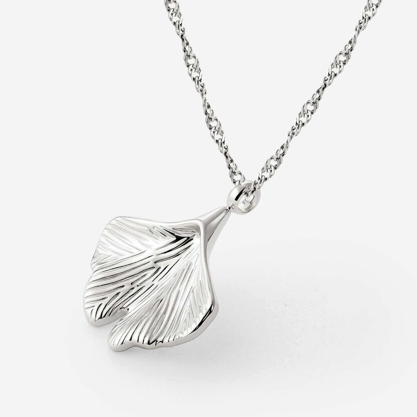 Ginkgo Leaf Necklace Silver