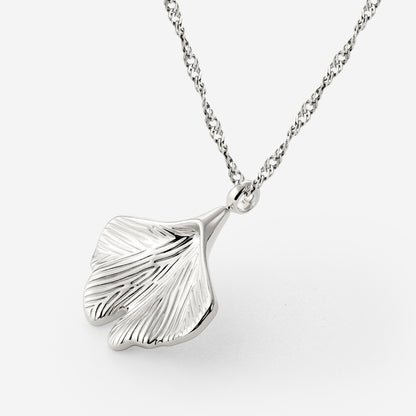 Ginkgo Leaf Necklace Silver