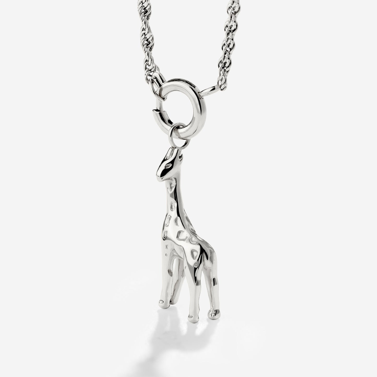 Giraffe Rope Chain Necklace Set Silver