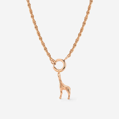 Giraffe Rope Chain Necklace Set Rose Gold