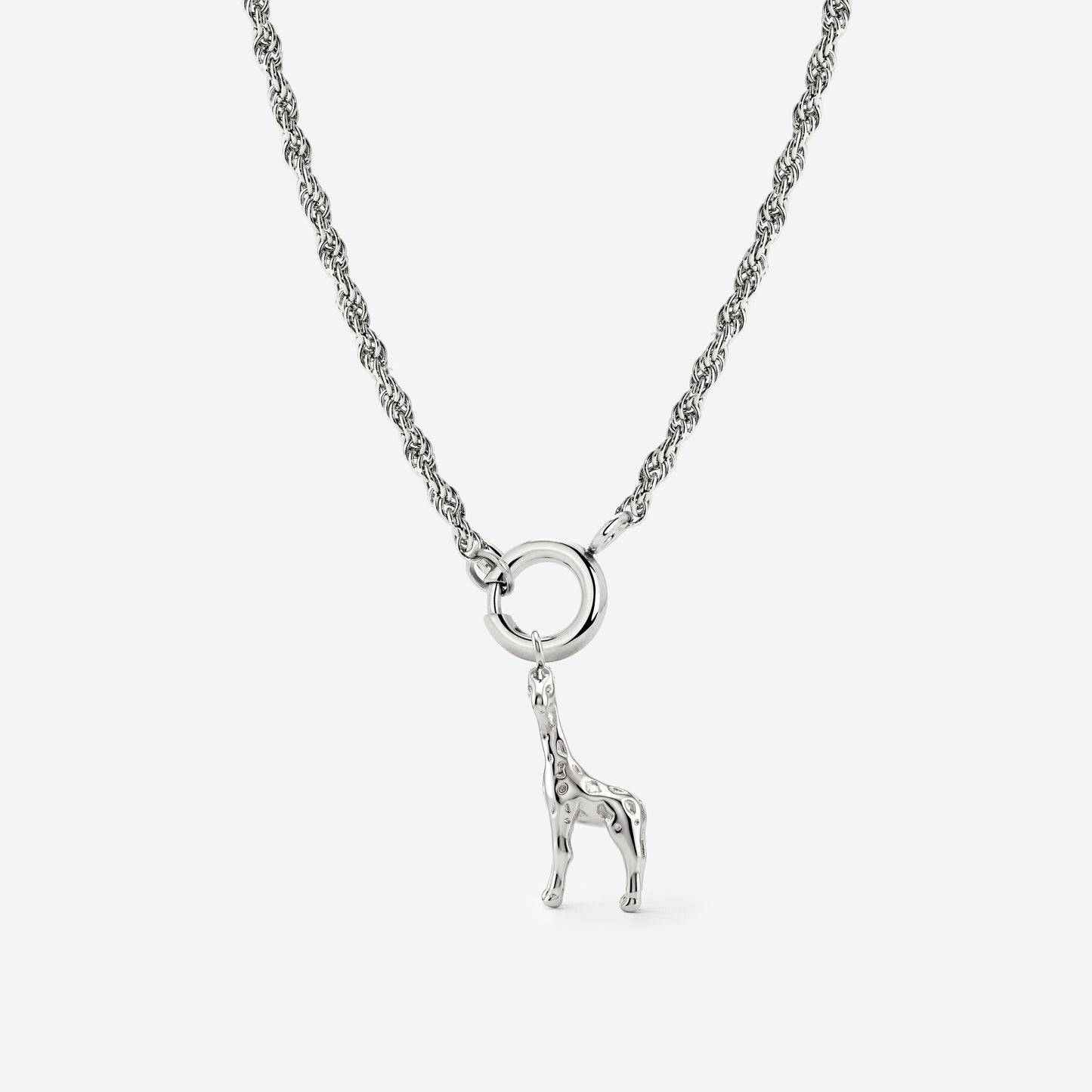 Giraffe Rope Chain Necklace Set Silver