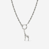 Giraffe Rope Chain Necklace Set Silver