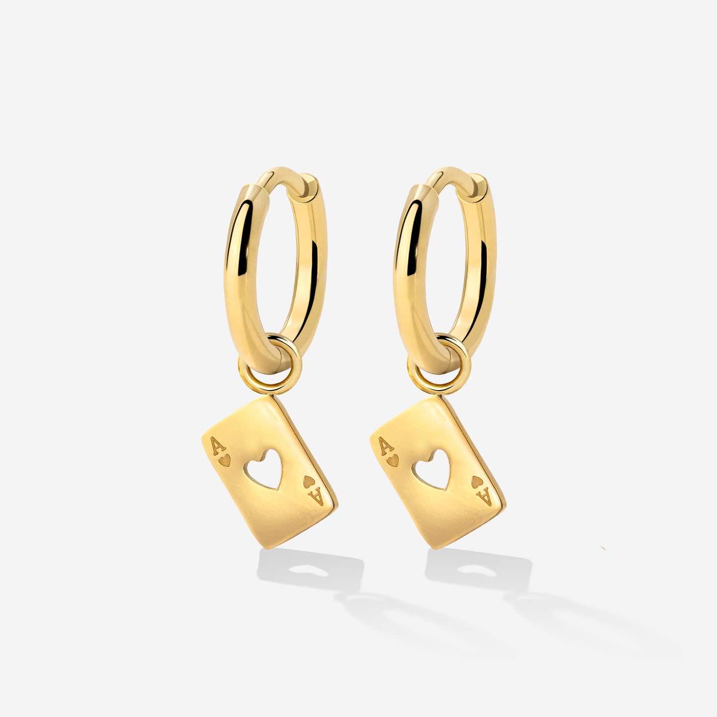 Heart Ace Hoop Set Small Gold