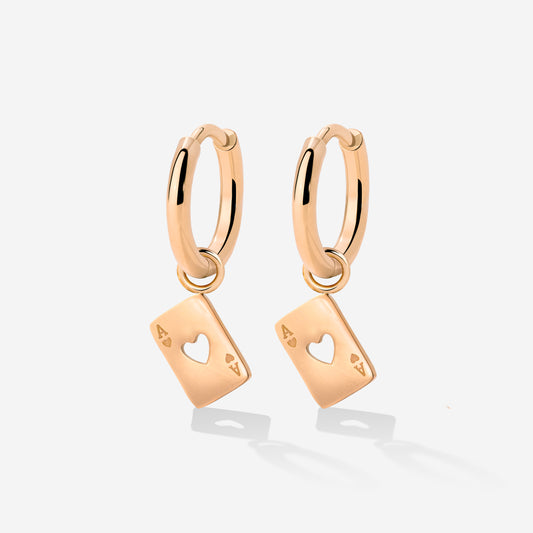 Heart Ace Hoop Set Small Rose Gold