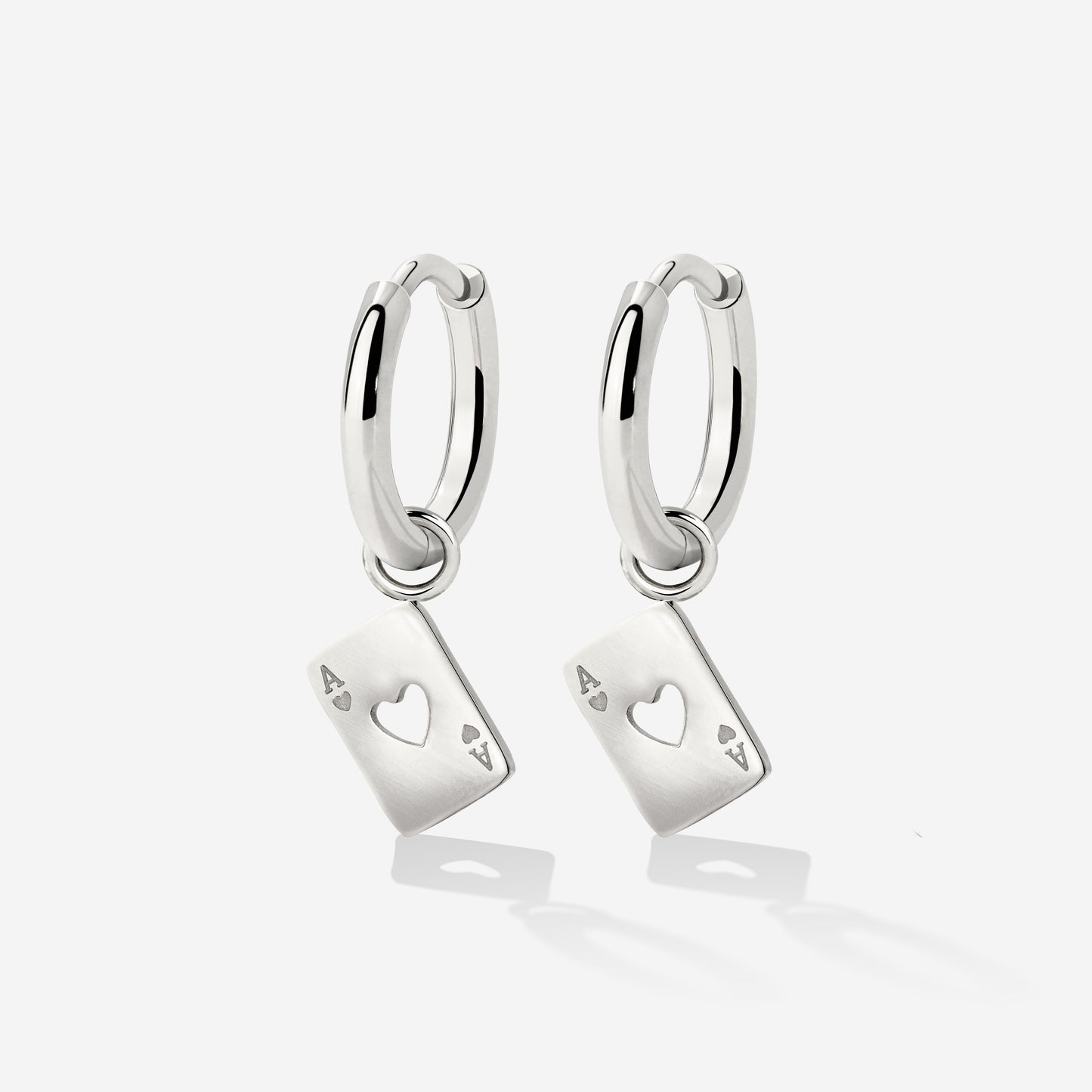 Heart Ace Hoop Set Small Silver