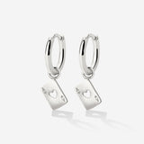 Heart Ace Hoop Set Small Silver