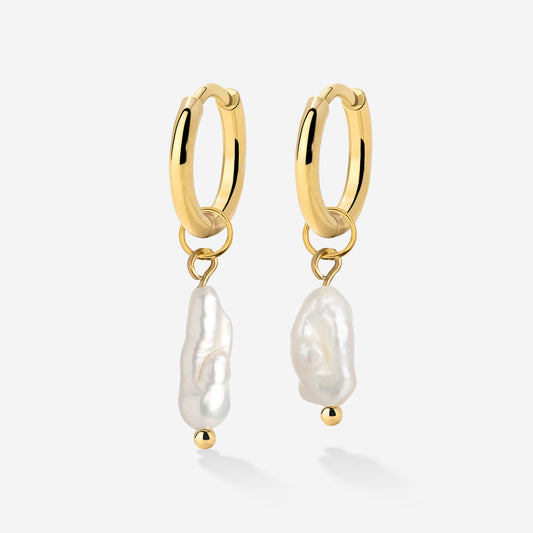 Lisas Power Pearl Hoop Set Gold