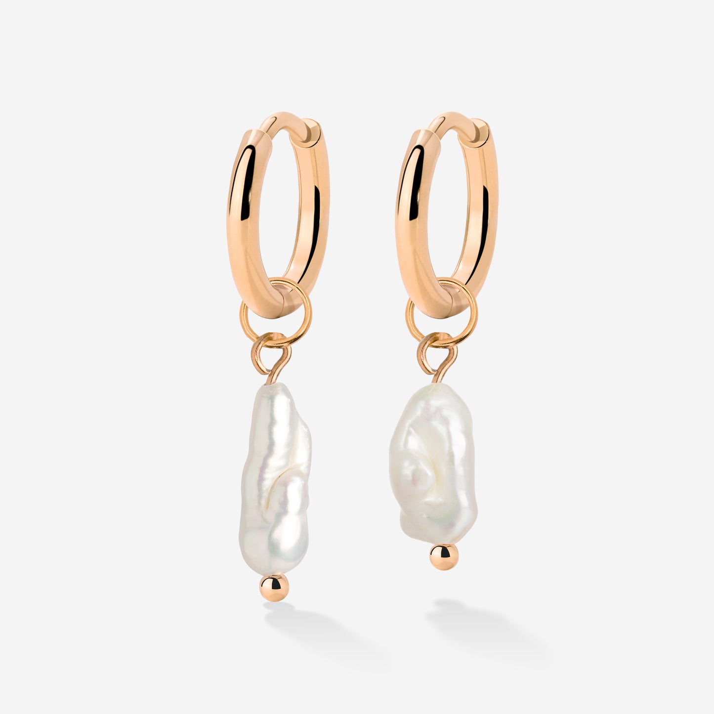 Lisas Power Pearl Hoop Set Rose Gold
