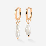Lisas Power Pearl Hoop Set Rose Gold