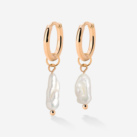 Lisas Power Pearl Hoop Set Rose Gold