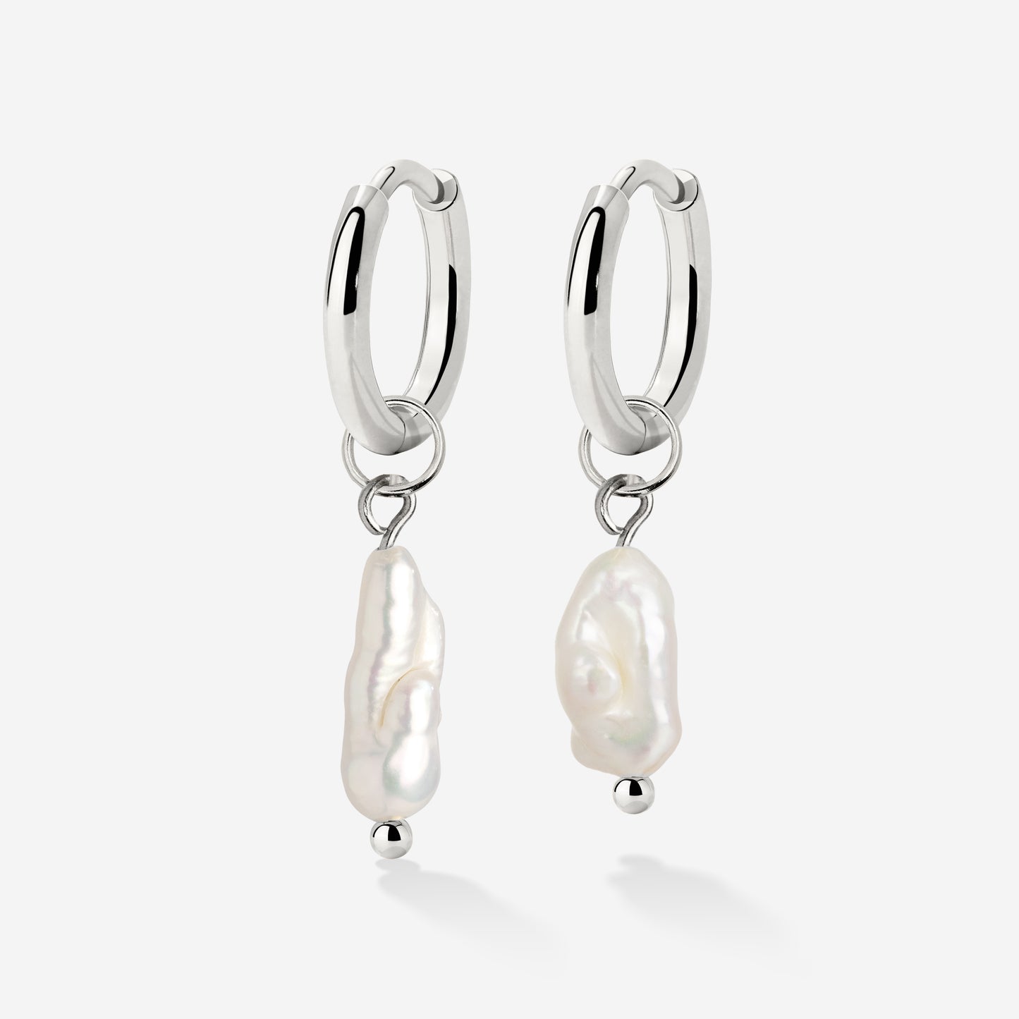 Lisas Power Pearl Hoop Set Silver