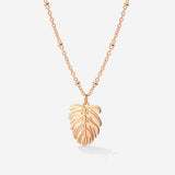 Monstera Leaf Necklace Rose Gold