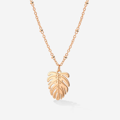 Monstera Leaf Necklace Rose Gold
