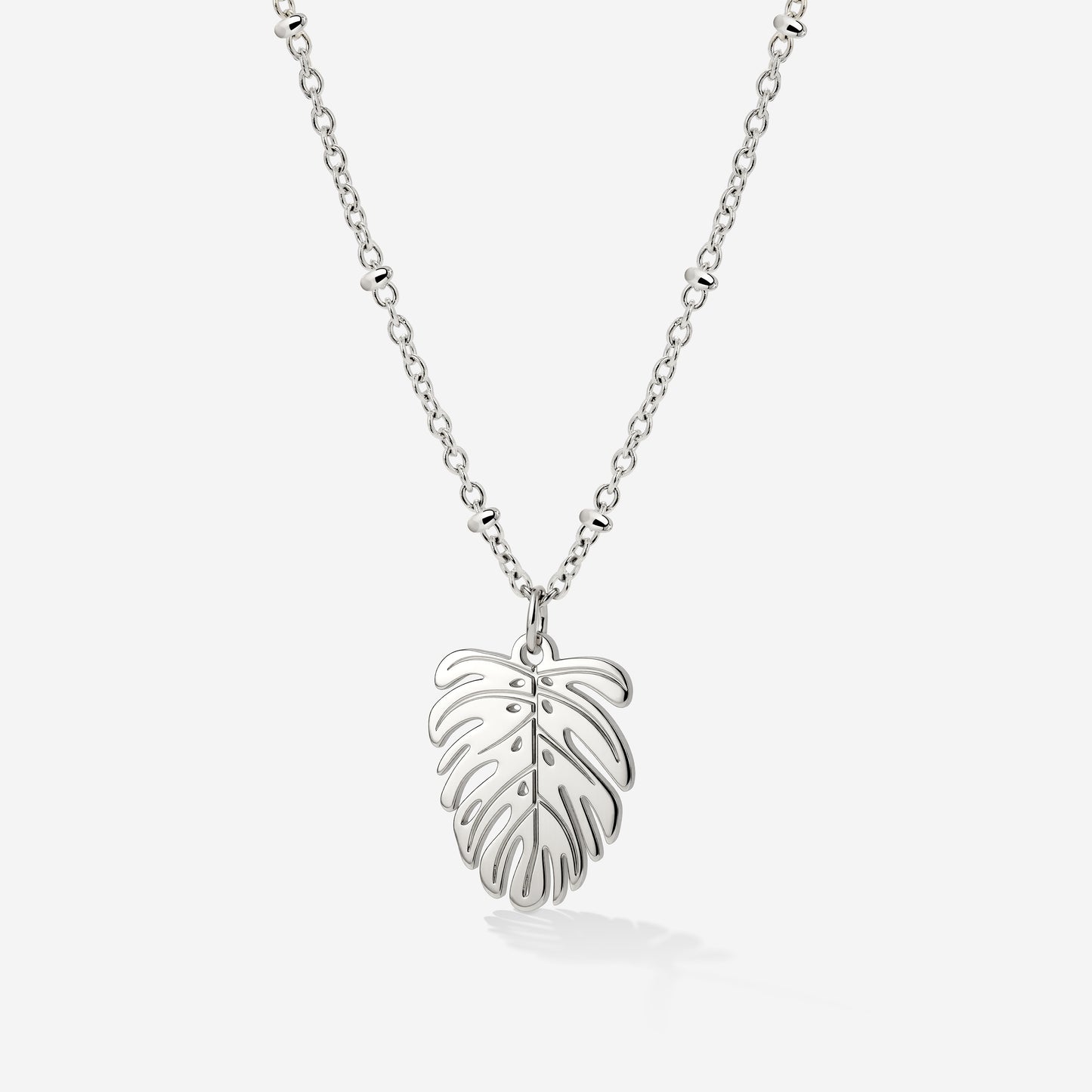 Monstera Leaf Necklace Silver