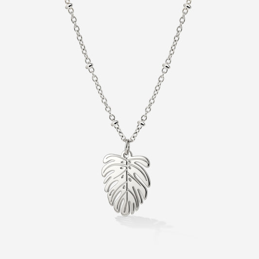 Monstera Leaf Necklace Silver