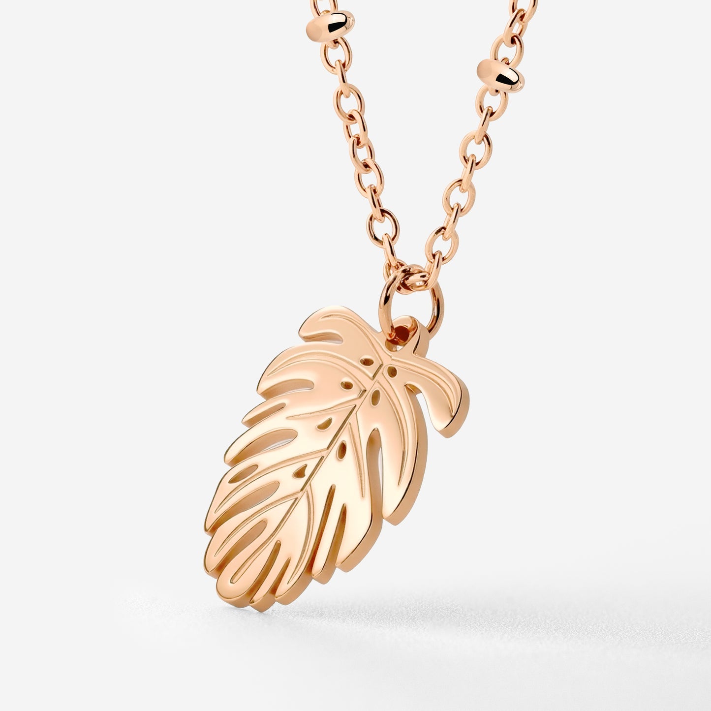 Monstera Leaf Necklace Rose Gold