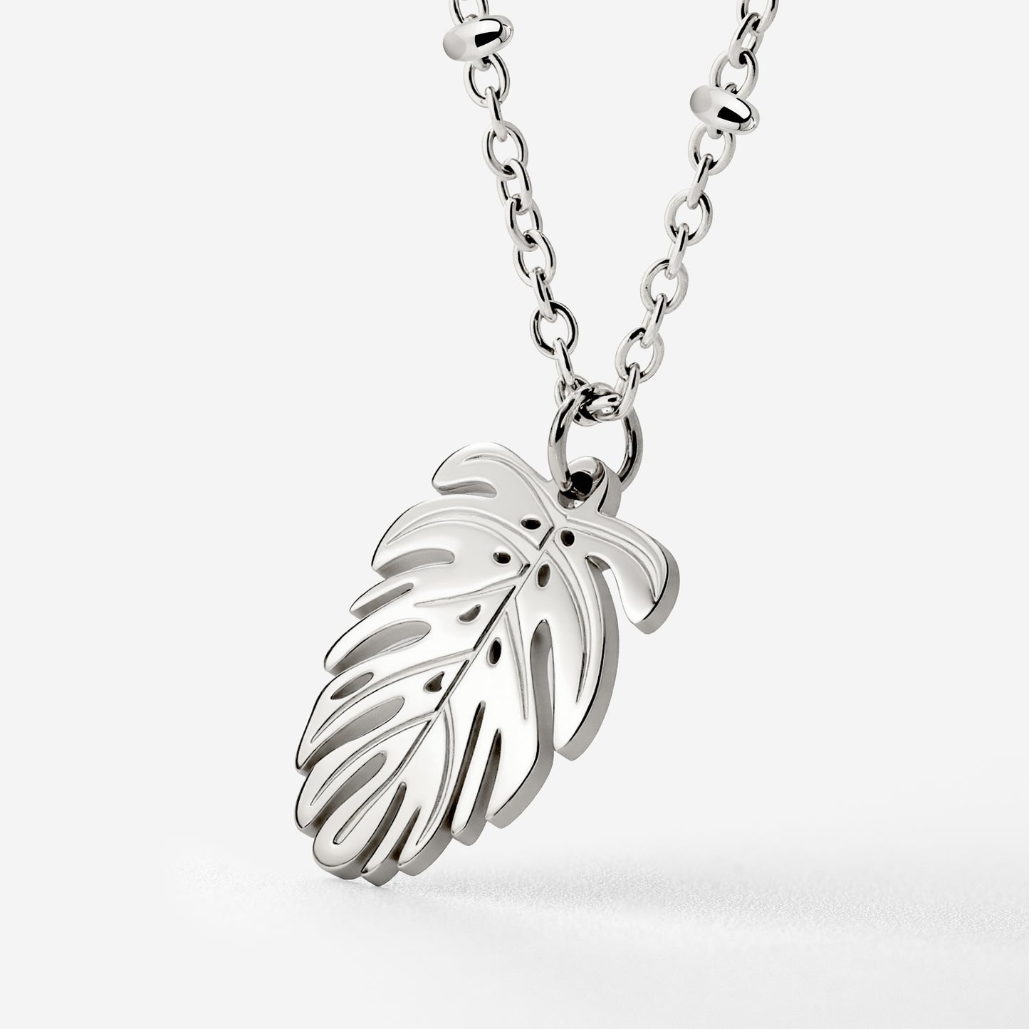 Monstera Leaf Necklace Silver