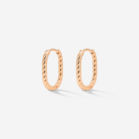 Oval Twisted Hoops Baby Rose Gold