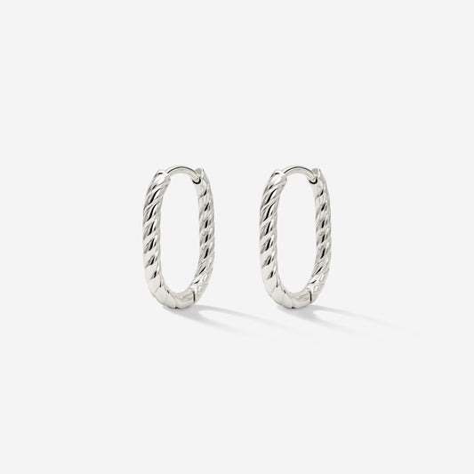 Oval Twisted Hoops Baby Silver