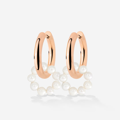 Pearly Donut Hoop Set Rose Gold