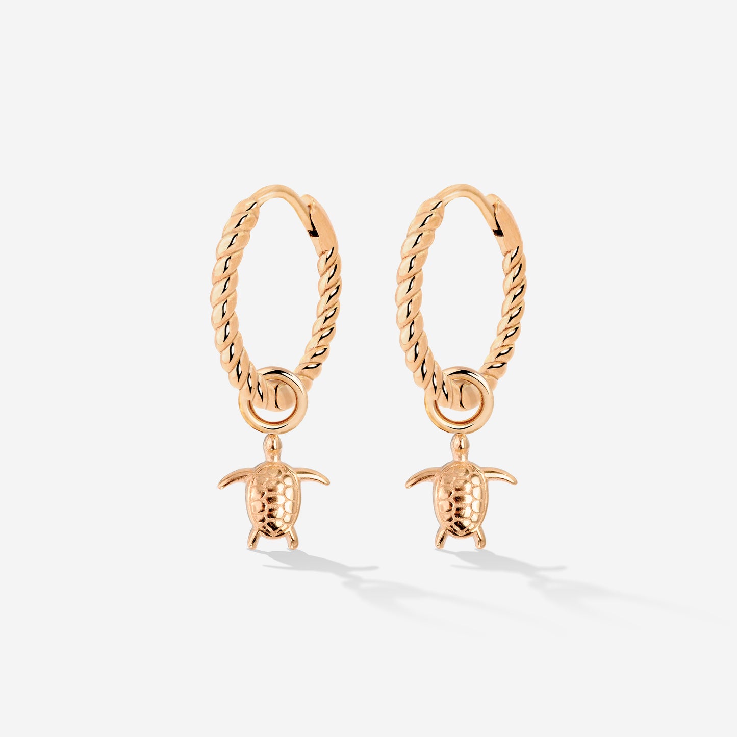 Sea Turtle Twisted Hoop Set Small Rose Gold