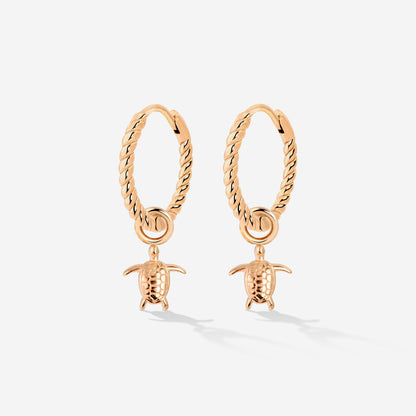 Sea Turtle Twisted Hoop Set Small Rose Gold