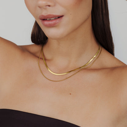 Snake Chain Double Necklace Gold