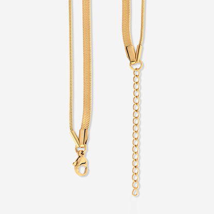 Snake Chain Double Necklace Gold