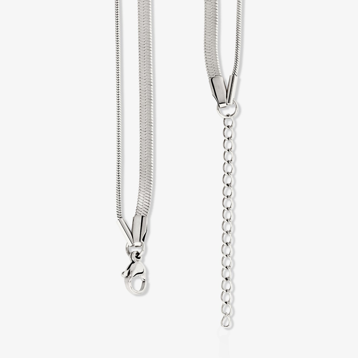 Snake Chain Double Necklace Silver