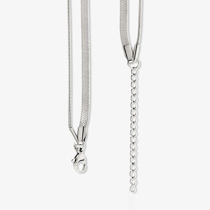 Snake Chain Double Necklace Silver