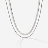Snake Chain Double Necklace Silver