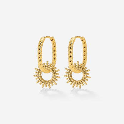 Sunny Oval Twisted Hoop Set Baby Gold