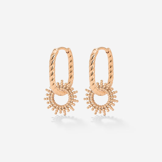 Sunny Oval Twisted Hoop Set Baby Rose Gold