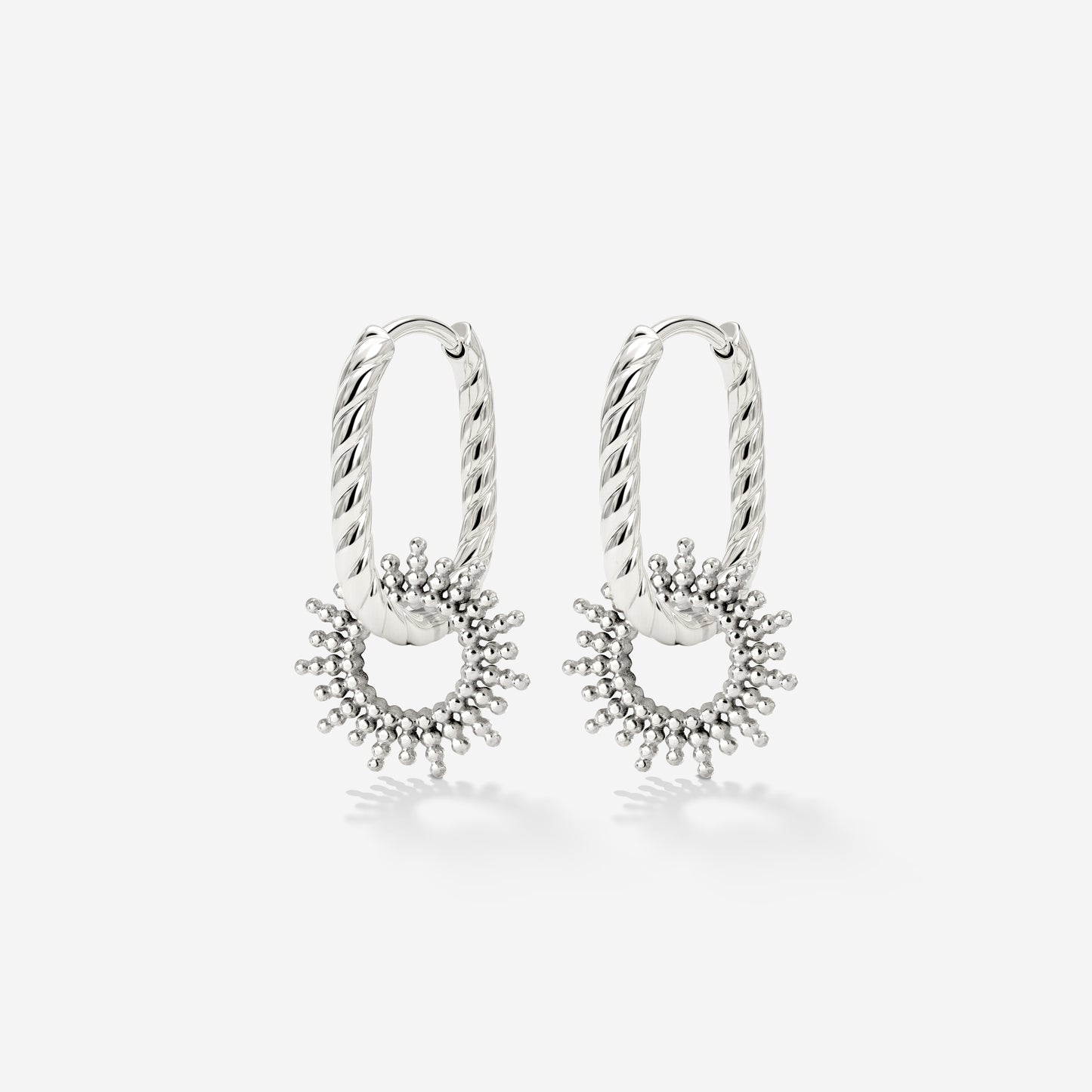 Sunny Oval Twisted Hoop Set Baby Silver