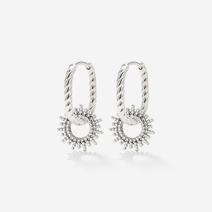 Sunny Oval Twisted Hoop Set Baby Silver