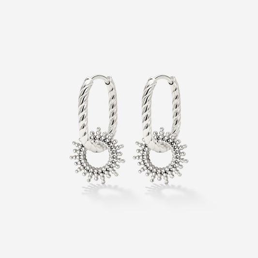 Sunny Oval Twisted Hoop Set Baby Silver