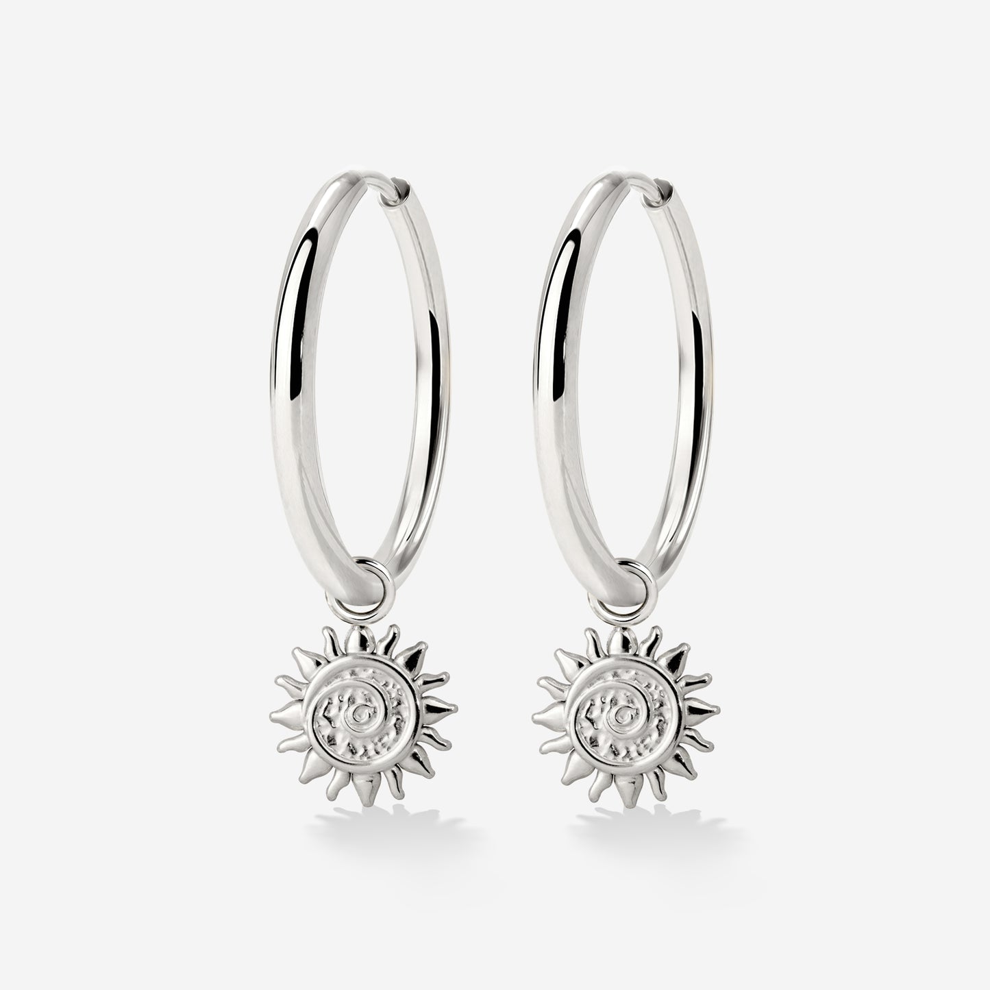 Sunny Swirl Hoop Set Large Silver